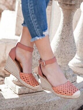 Journee Sierra Woven Espadrille Wedge Sandals - Rose Pink